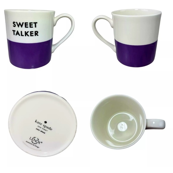 Kate Spade x Lenox Sweet Talker Mug NWOT purple white black - Picture 3 of 7
